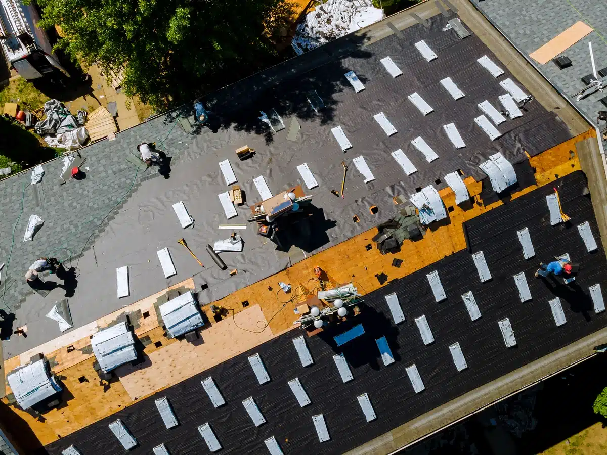 huge roof replacement takes place while family decides not to stay home