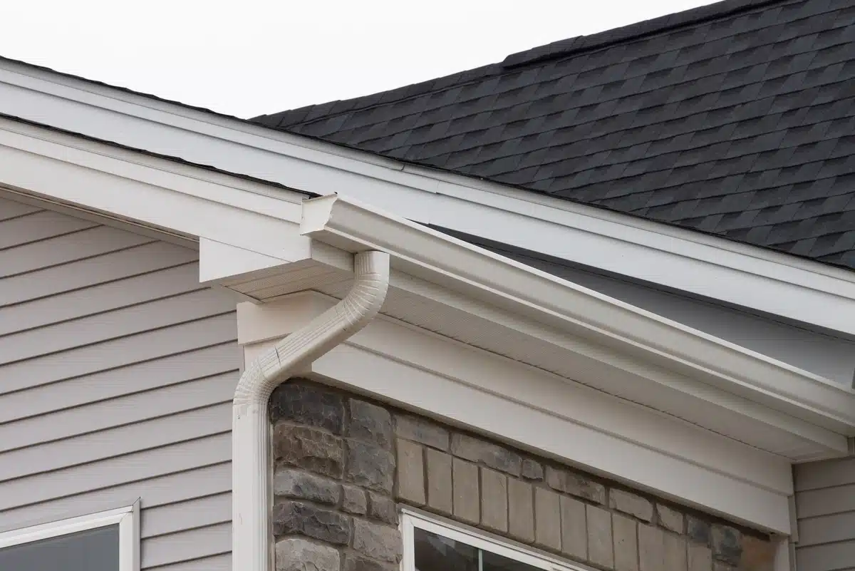 Gutter and fascia detail at the roof edge