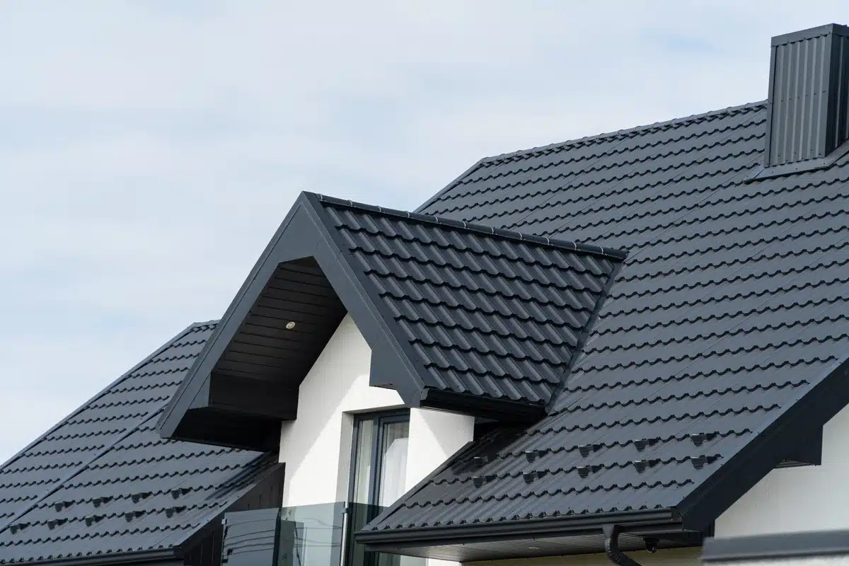 dormer on black metal roof: metal roof accent