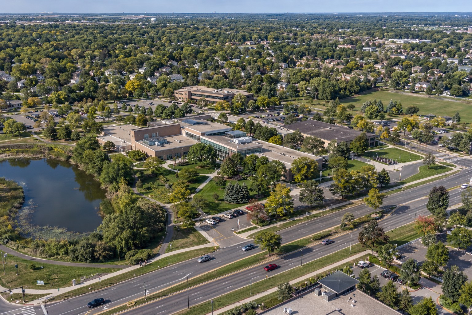 AI-generated aerial view of the Brooklyn Park civic center