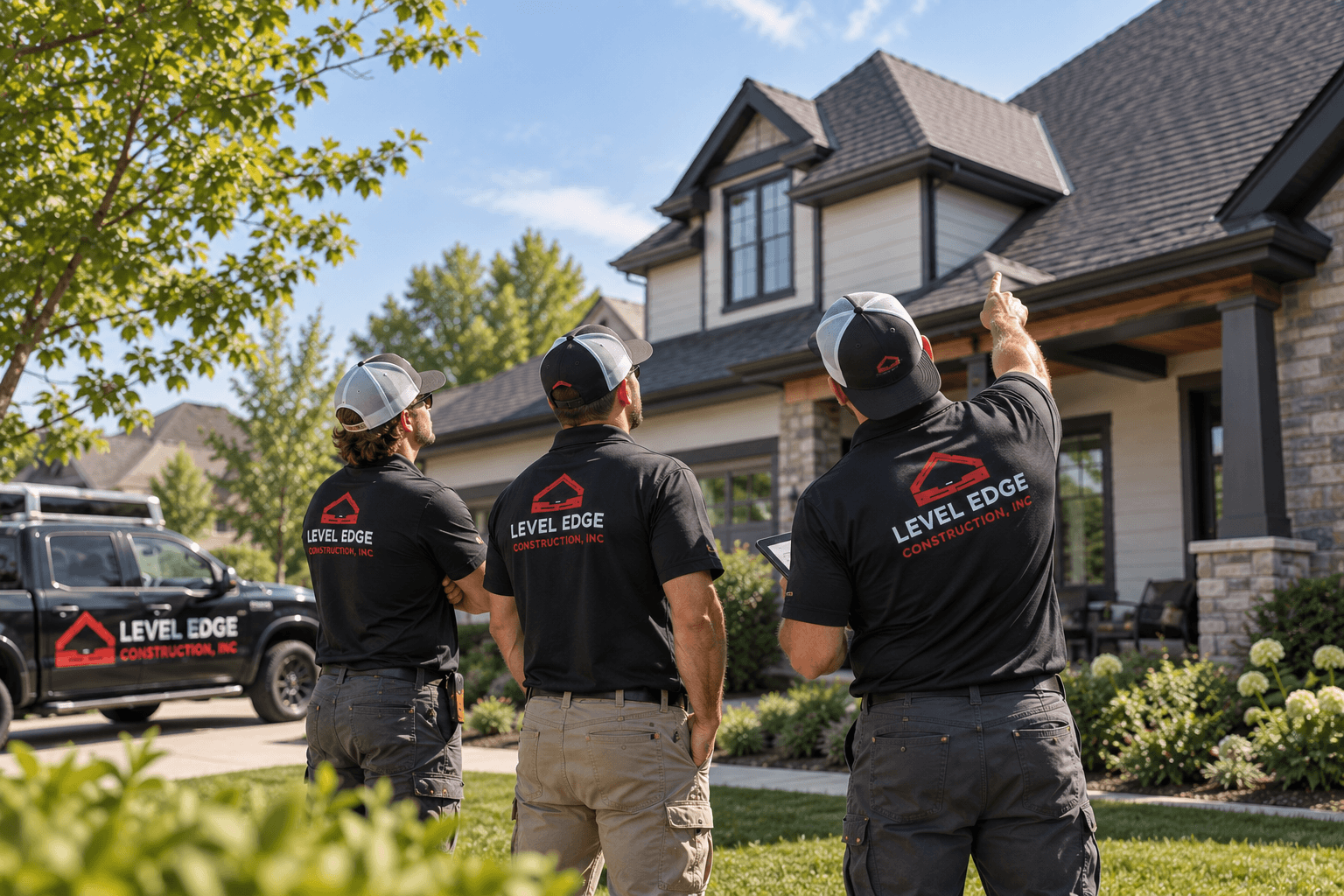 Roofing crew at work
