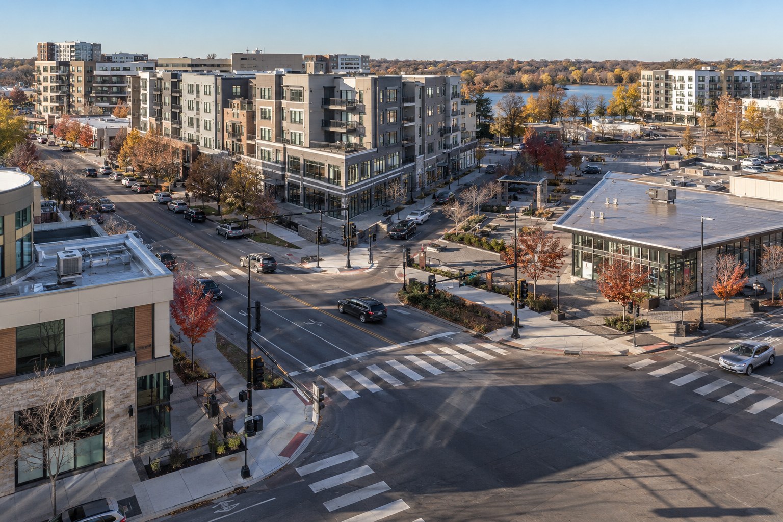 AI-generated elevated view of downtown Richfield at 66th and Lyndale