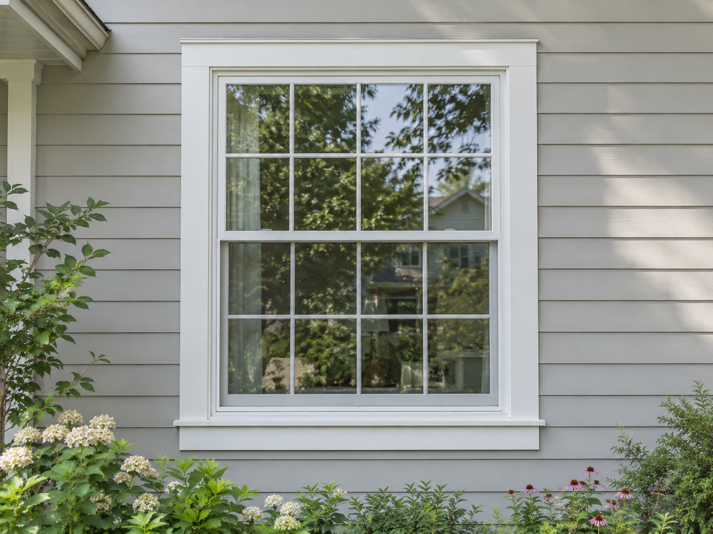 White window on a house exterior (AI-generated illustration)